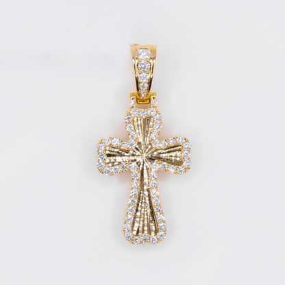 10k Gold Diamond Radiant Cross Pendants - 60620
