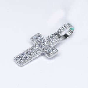 10k Solid White Gold Lab Diamond Cross Pendant - 60557
