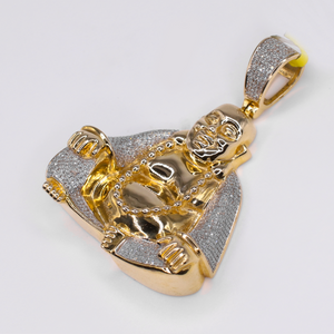 10k Gold Diamond Sitting Buddha Pendant - 60628