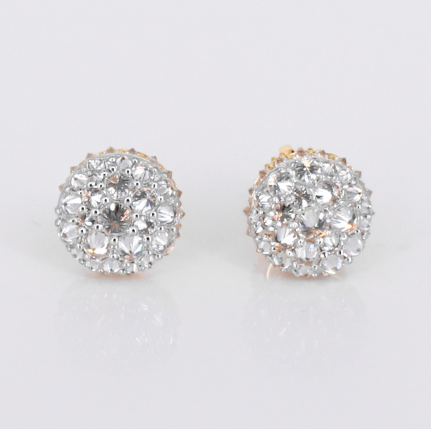 14k Solid Gold Upside Down Lab Diamond 8mm Earrings - 50293