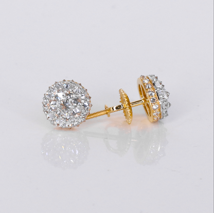 14k Solid Gold Upside Down Lab Diamond 8mm Earrings - 50293
