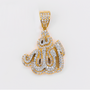 10k Solid Gold Diamond Allah Pendant - 60595