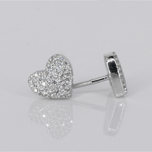 10k Solid Gold Diamond Heart Dome Earrings - 50297