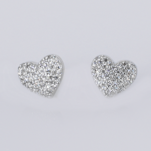 10k Solid Gold Diamond Heart Dome Earrings - 50297