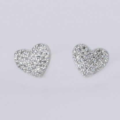 10k Solid Gold Diamond Heart Dome Earrings - 50297