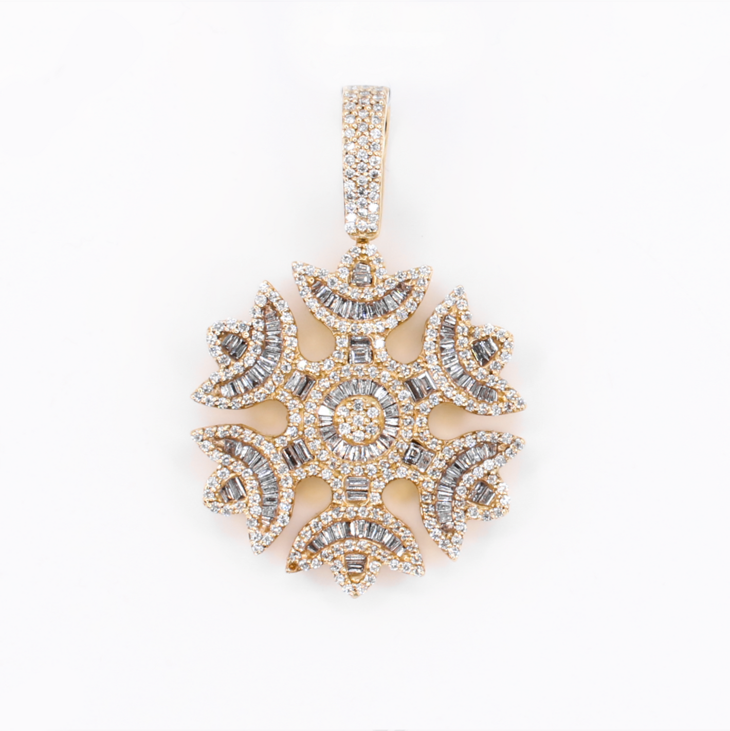 14k Solid Gold Diamond Snowflake Pendant - 60604