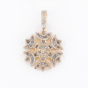 14k Solid Gold Diamond Snowflake Pendant - 60604