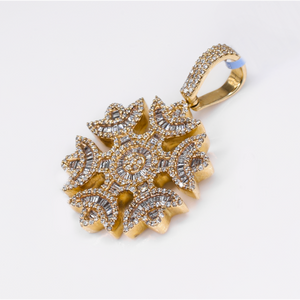 14k Solid Gold Diamond Snowflake Pendant - 60604