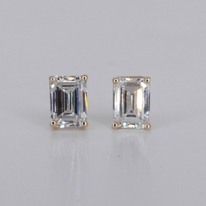 14k Solid Gold VVS Lab Diamond 8mm Solitaire Earrings - 50343