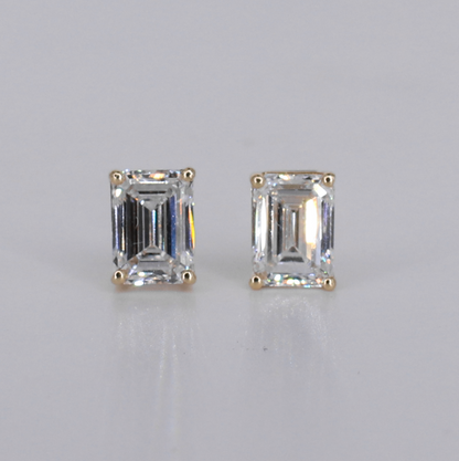 14k Solid Gold VVS Lab Diamond 8mm Solitaire Earrings - 50343