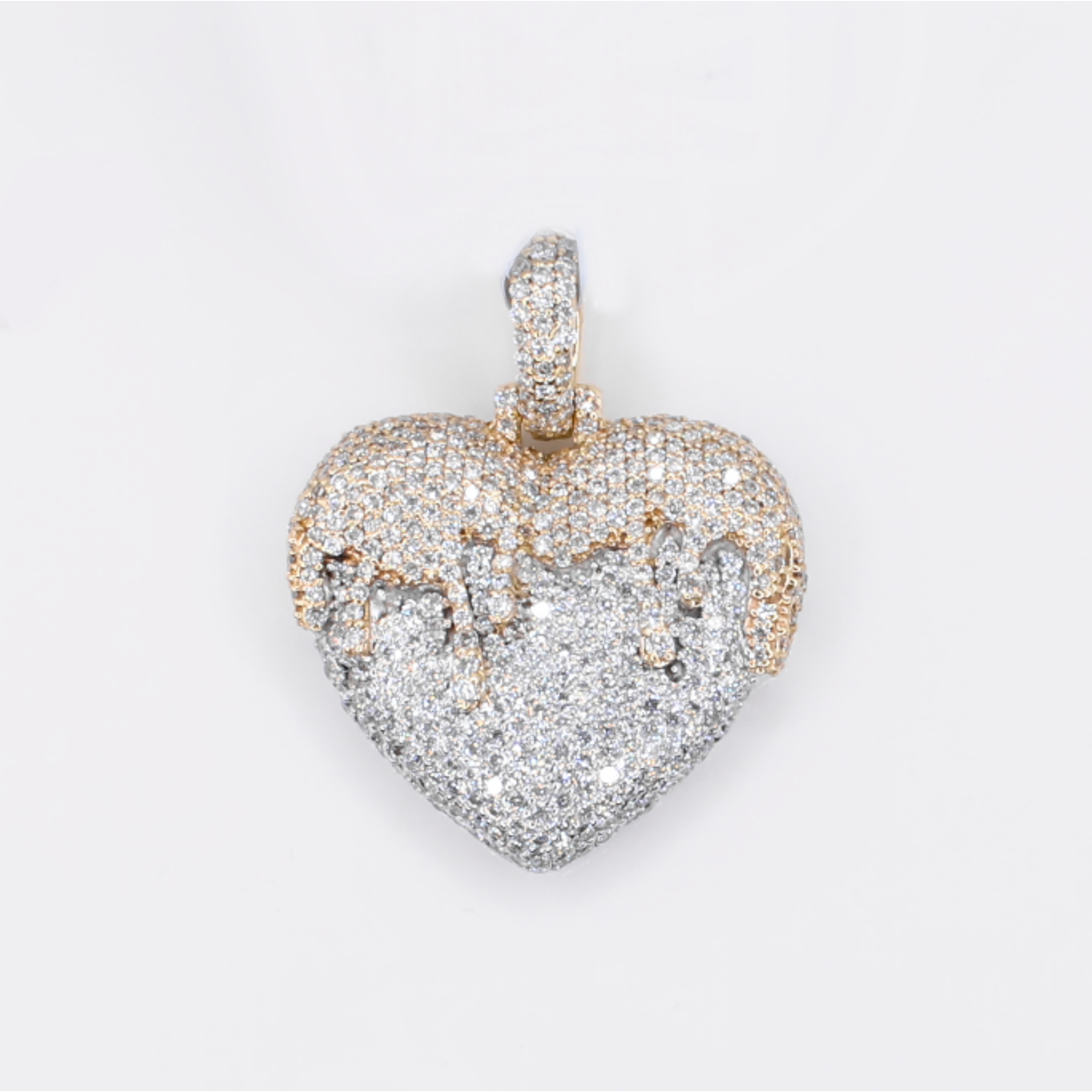 14k Solid Gold Diamond Drip Heart Pendant - 60576