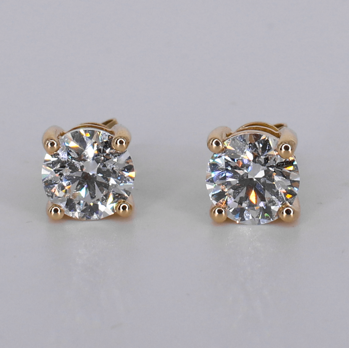 14k Solid Gold 8mm VVS Lab Diamond Solitaire Earrings - 50354