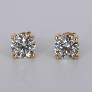 14k Solid Gold 8mm VVS Lab Diamond Solitaire Earrings - 50354