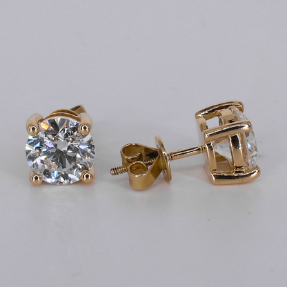 14k Solid Gold 8mm VVS Lab Diamond Solitaire Earrings - 50354
