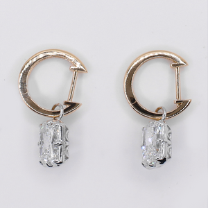 14k Solid Gold VVS Lab Diamond Hoop Earrings - 50358