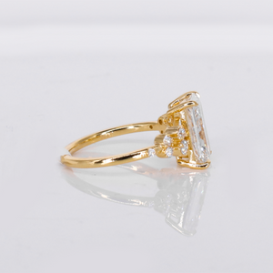 14k Solid Gold Lab Diamond Emerald Cut Engagement Ring - 30365