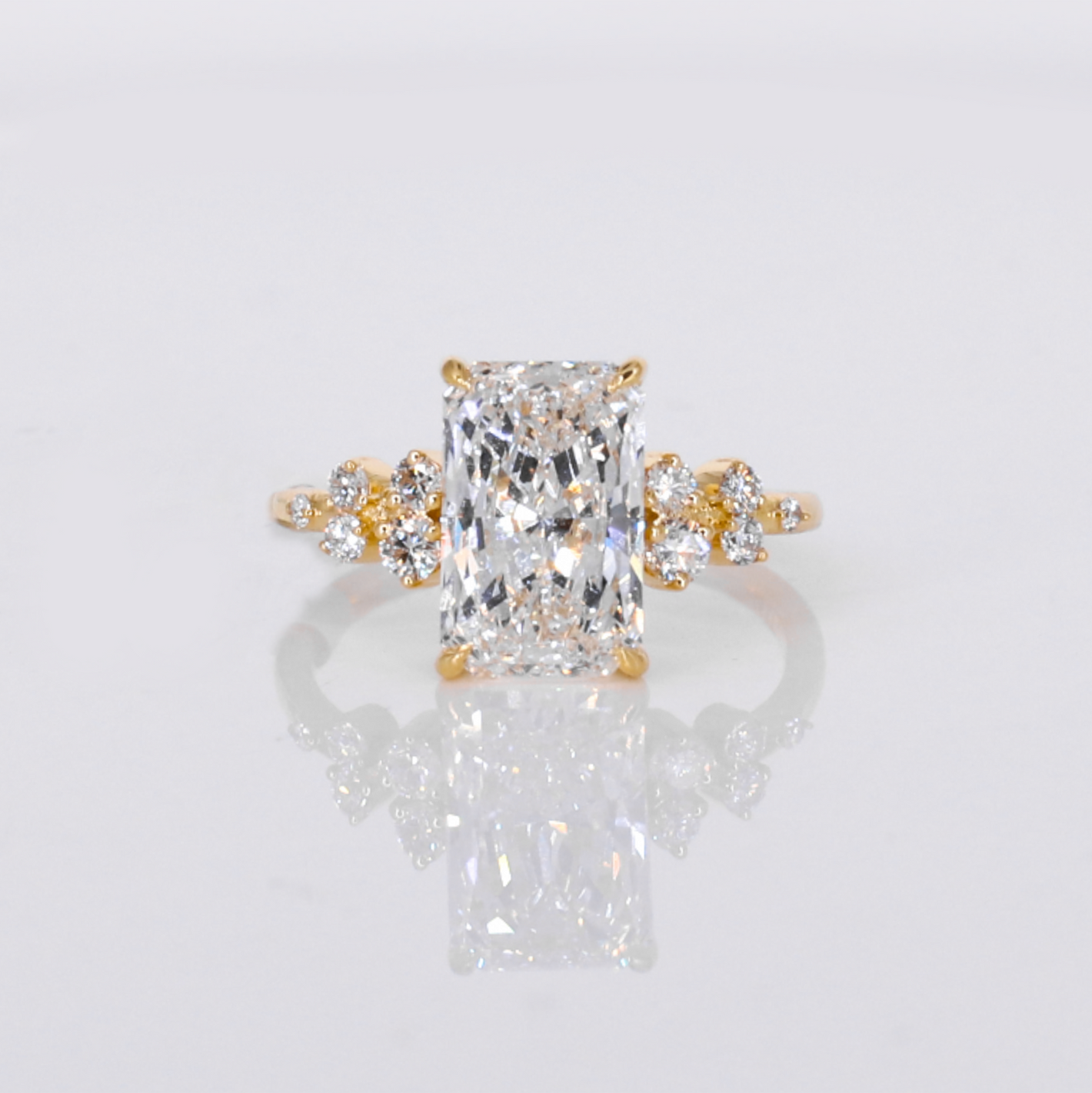 14k Solid Gold Lab Diamond Emerald Cut Engagement Ring - 30365