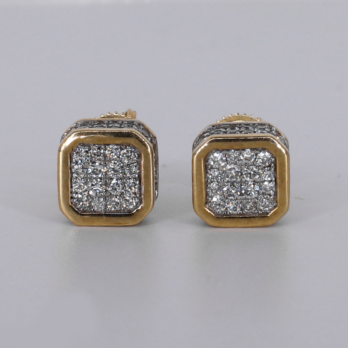 10k Solid Gold 10mm VVS Lab Diamond Square Earrings - 50355