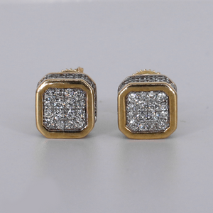 10k Solid Gold 10mm VVS Lab Diamond Square Earrings - 50355