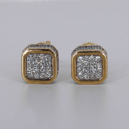 10k Solid Gold 10mm VVS Lab Diamond Square Earrings - 50355