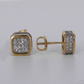 10k Solid Gold 10mm VVS Lab Diamond Square Earrings - 50355