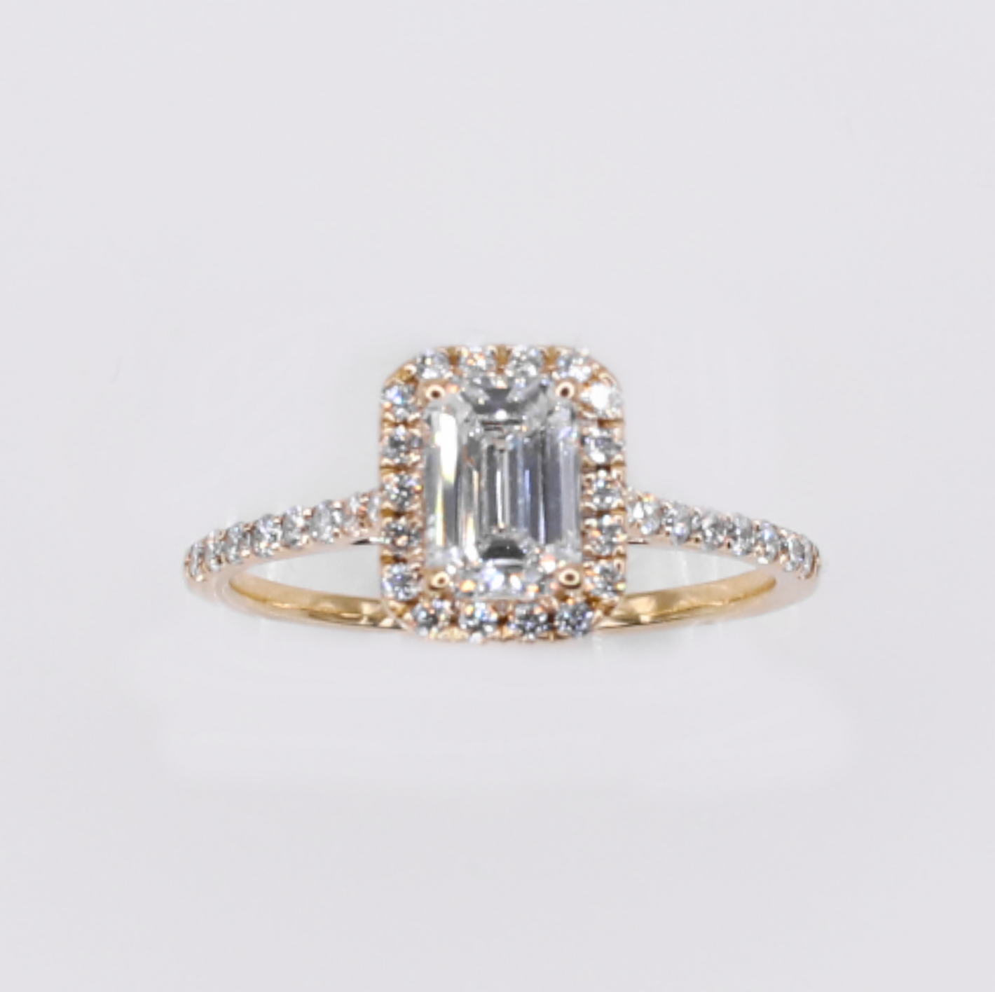 14k Solid Gold Lab Diamond Emerald Cut Ring - 30344