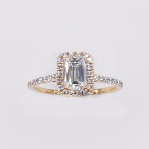 14k Solid Gold Lab Diamond Emerald Cut Ring - 30344