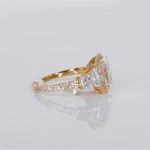 14k Solid Gold Lab Diamond Emerald Cut Engagement Ring - 30363