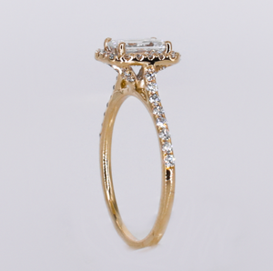 14k Solid Gold Lab Diamond Emerald Cut Ring - 30344