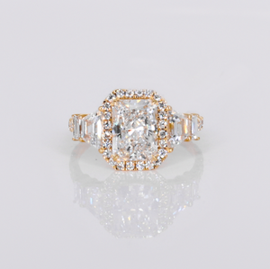 14k Solid Gold Lab Diamond Emerald Cut Engagement Ring - 30363