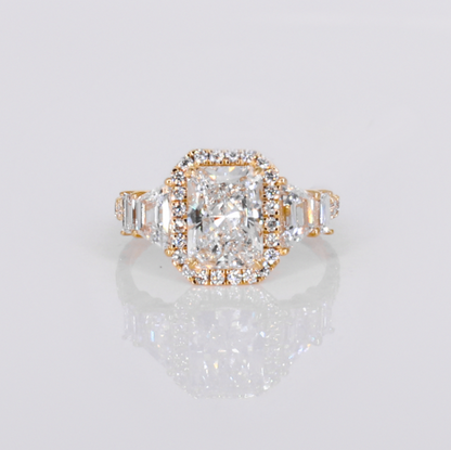 14k Solid Gold Lab Diamond Emerald Cut Engagement Ring - 30363