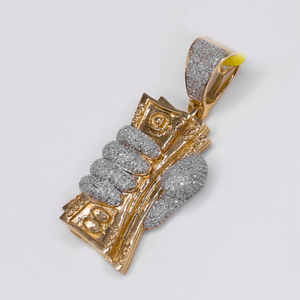 10k Gold Diamond Money Fist Pendant - 60630