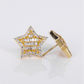 14k Solid Gold 17mm Diamond Baguette Star Earrings - 50299