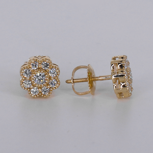 14k Solid Gold 8.5mm VVS Lab Diamond Flower Earrings - 50351