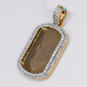 10k Gold Diamond Dog Tag Pendant - 60625