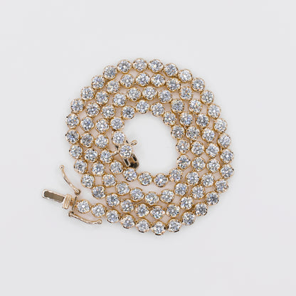 14k Solid Yellow Gold 3.5mm Lab VS Diamond Tennis Chain - 10114
