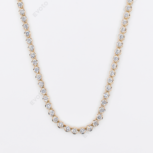 14k Solid Yellow Gold 4.5mm Lab VS Diamond Tennis Chain - 10119