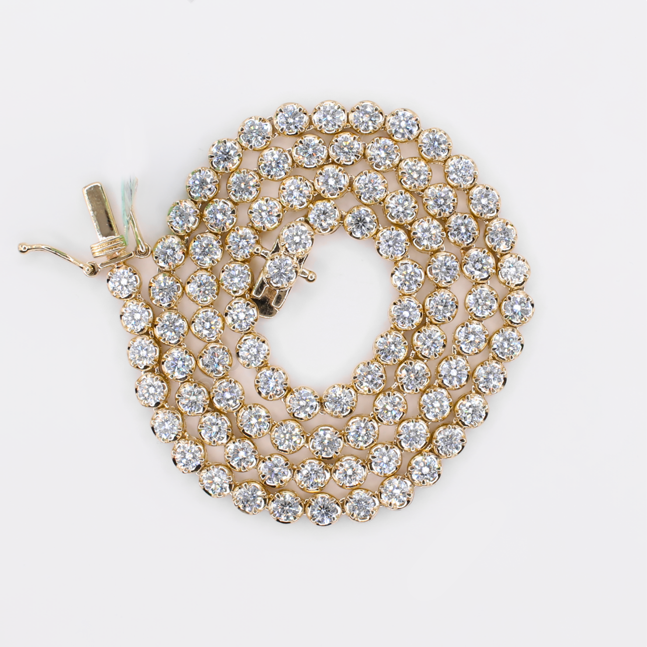 14k Solid Yellow Gold 4.5mm Lab VS Diamond Tennis Chain - 10119