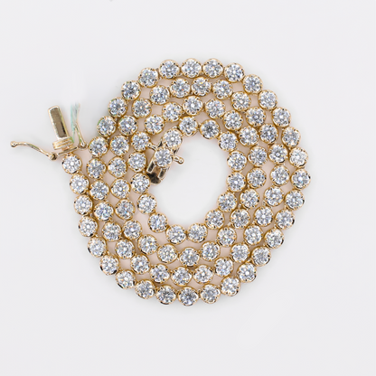 14k Solid Yellow Gold 4.5mm Lab VS Diamond Tennis Chain - 10119