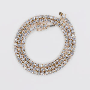 14k Solid Yellow Gold 3.5mm Lab VS Diamond Tennis Chain - 10115