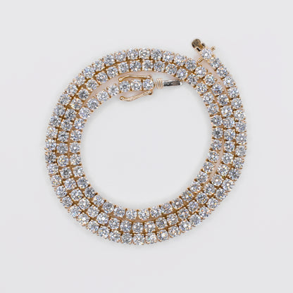 14k Solid Yellow Gold 3.5mm Lab VS Diamond Tennis Chain - 10115