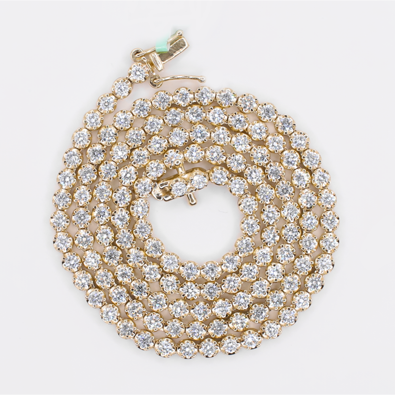 10k Solid Yellow Gold 3mm Lab VS Diamond Tennis Chain - 10121