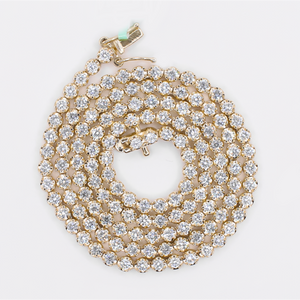 10k Solid Yellow Gold 3mm Lab VS Diamond Tennis Chain - 10121