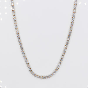 14k Solid Yellow Gold 3.5mm Lab VS Diamond Tennis Chain - 10115