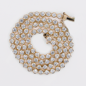 14k Solid Yellow Gold 4.5mm Lab VS Diamond Tennis Chain - 10123