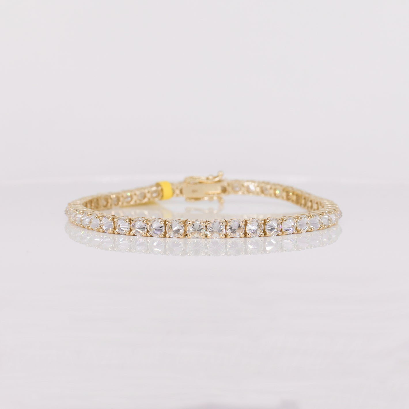 14k Solid Yellow Gold VVS Lab Diamond Tennis Bracelet - 20202