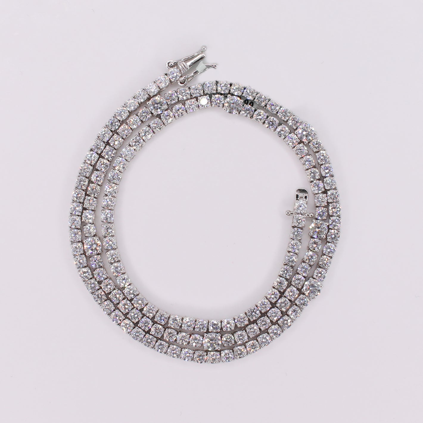 14k Solid White Gold 3mm Lab VVS Diamond Knot Tennis Chain - 20203