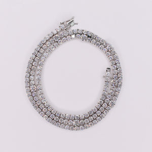 14k Solid White Gold 3mm Lab VVS Diamond Knot Tennis Chain - 20203