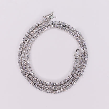 14k Solid White Gold 3mm Lab VVS Diamond Knot Tennis Chain - 20203