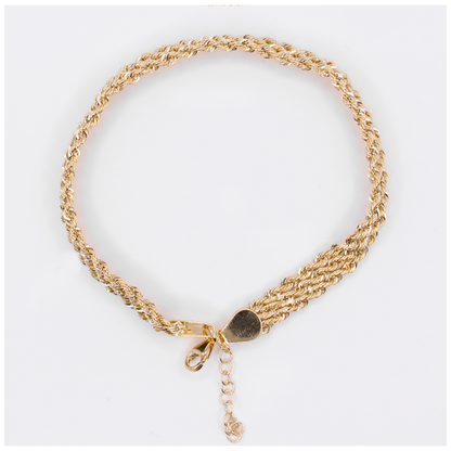 18k Solid Gold Triple Rope Bracelet - 20217